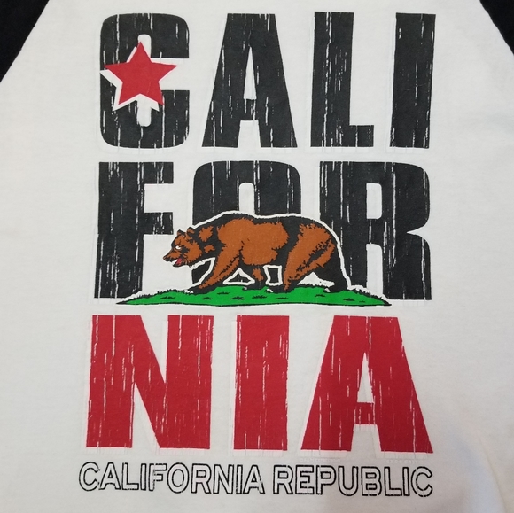 CALIFORNIA REPUBLIC 3/4 SLEEVE BASEBALL STYLE TEE - Picture 2 of 6